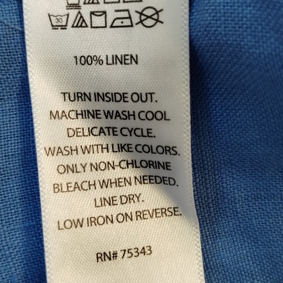 Antibes Blanc Women Short 100% Linen Chino High Rise Blue Size 10 - Picture 9 of 11